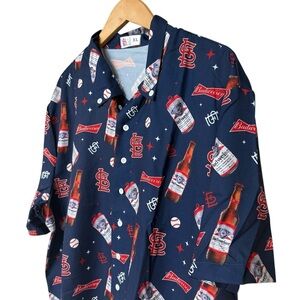 St. Louis Cardinals Budweiser Men's XL Graphic Print Button-Up Shirt MLB Casual